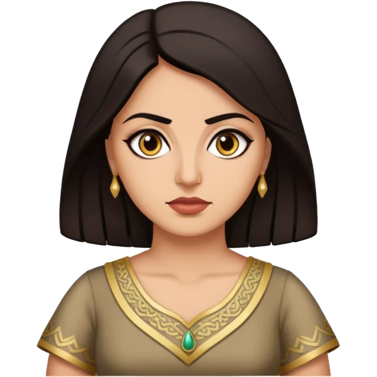 Iraqi woman intense, hair down, dress emoji