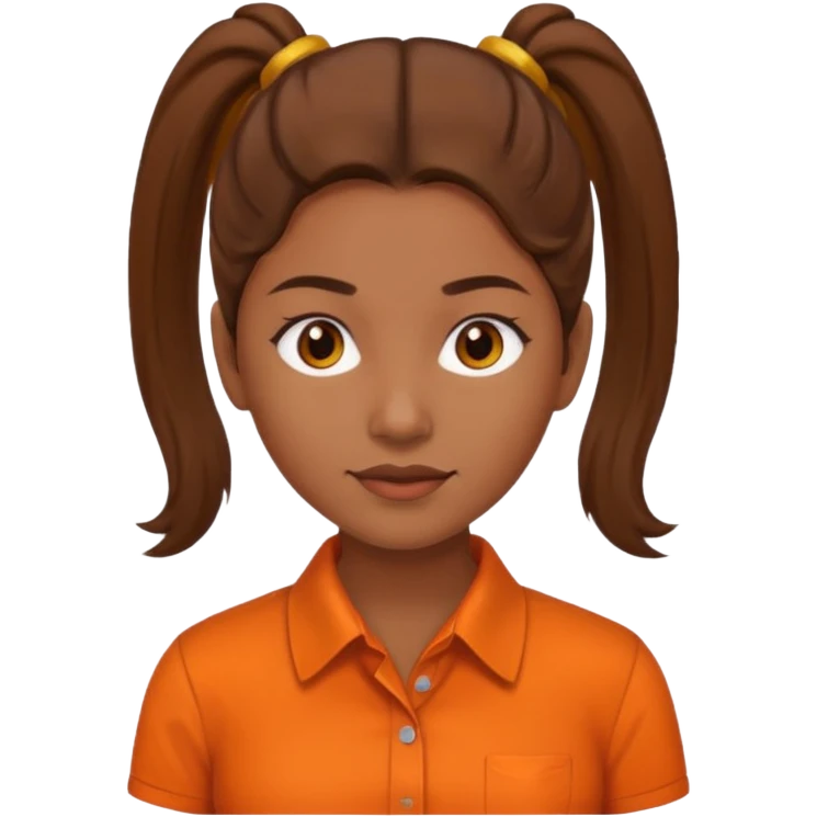 brown ponytail woman in orange collared shirt emoji