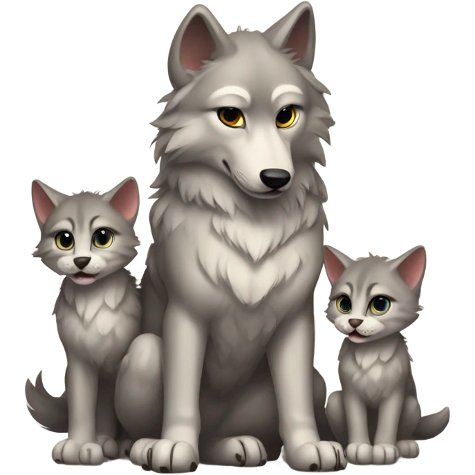 Alpha wolf teaches kittens  emoji