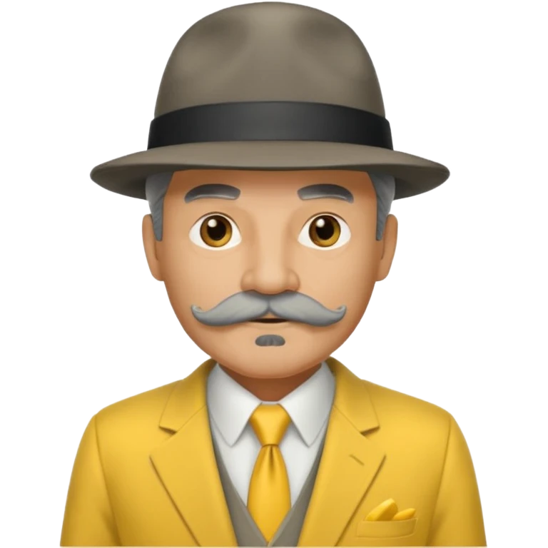 middle aged mobster with yellow colored suit and hat and grey mustache and grey beard emoji