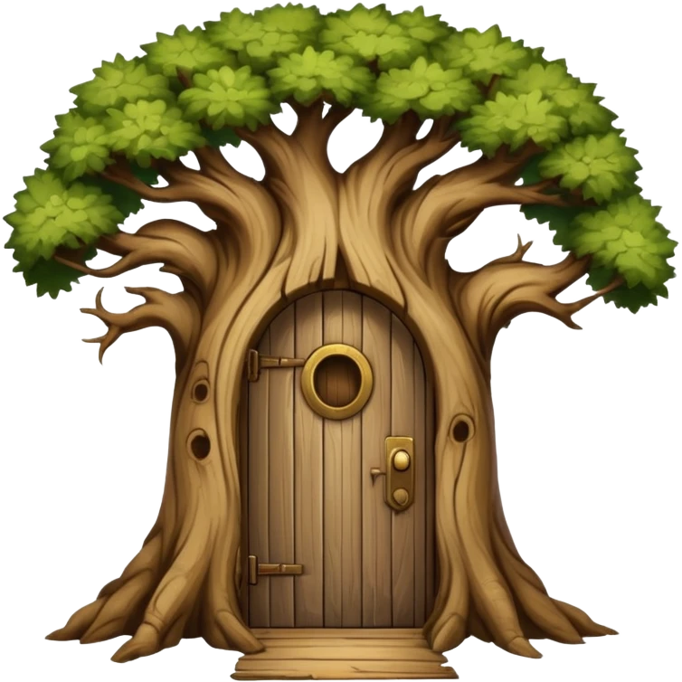 large and old tree with door emoji