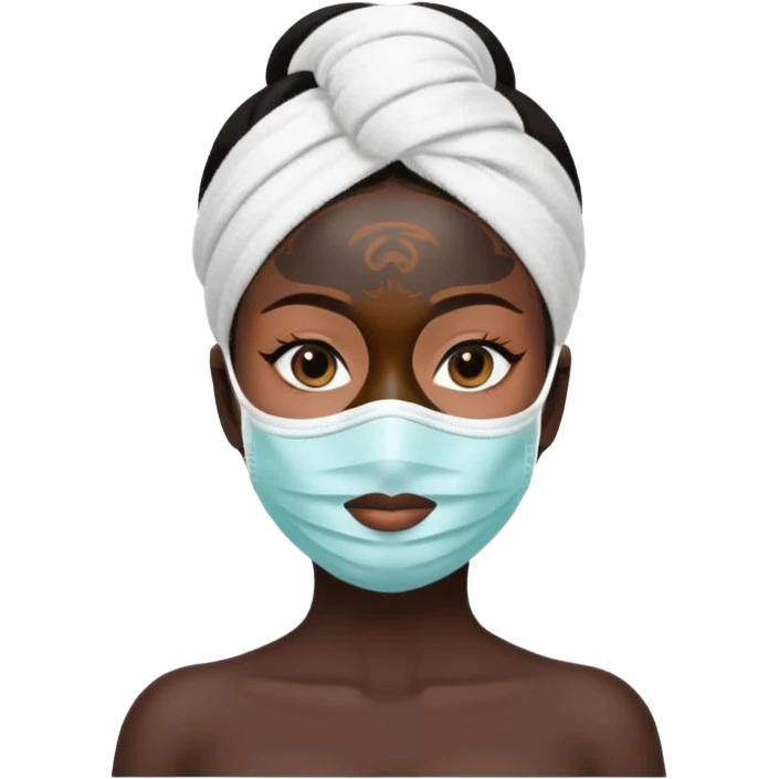 Lady with face mask black spa beauty full face relaxing hot emoji