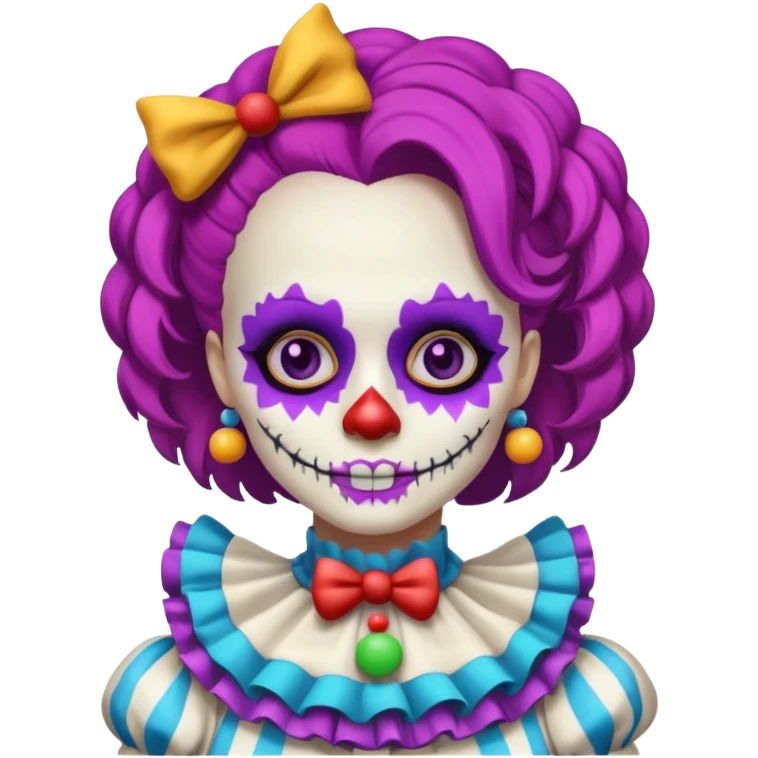 cute skeleton woman clown with makeup emoji