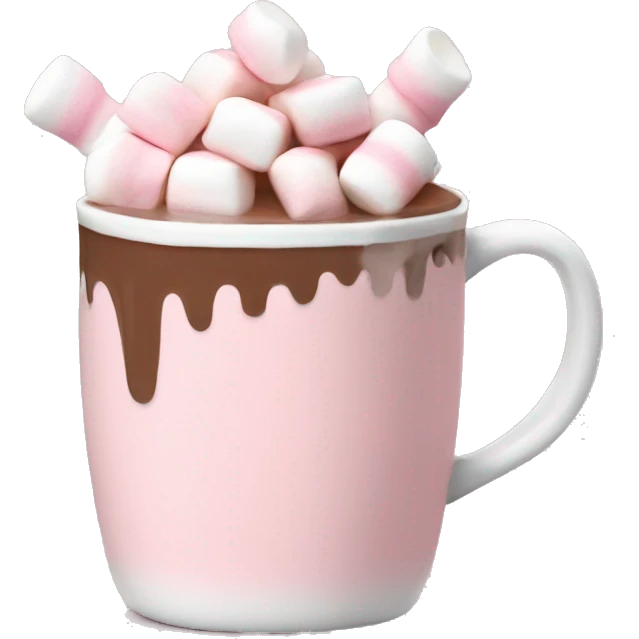 Light Pink mug of hot chocolate with marshmallows  emoji