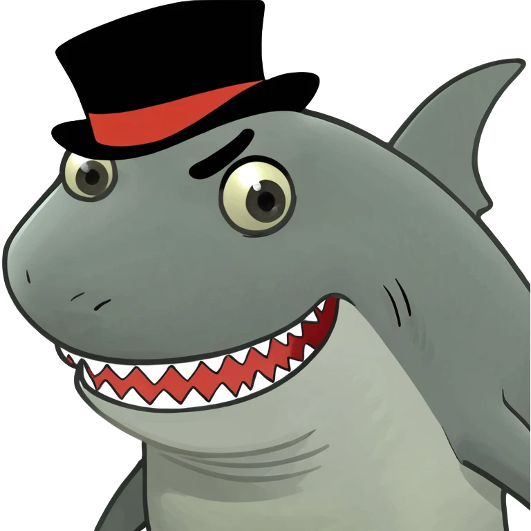 Shark with a top hat emoji