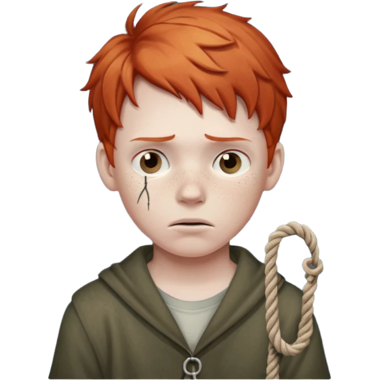 red headed boy holding a noose  emoji