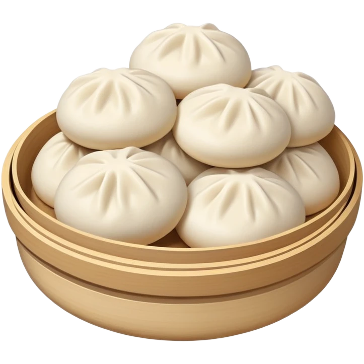 Tianjin Goubuli Baozi steamed buns with pinched top, simplified emoji style with bold outlines and bright colors, cartoon style northern Chinese specialty emoji