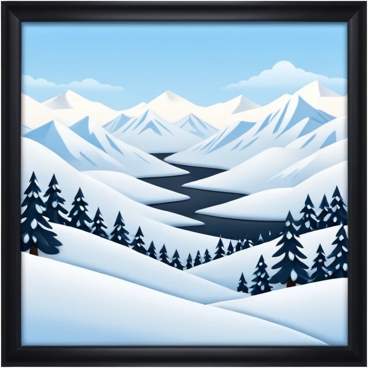 An Alaskan snowy winter back drop to be used in the style of "duck hunt" the bottom 30% needs to contain landscape and the top 70% needs to be blank space. More graphic detail in a 3D style. emoji