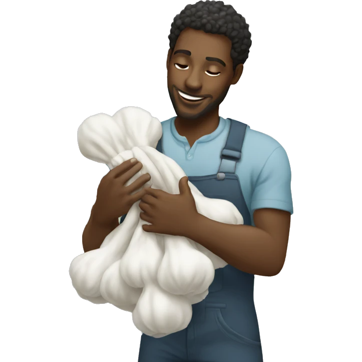 Black man picking up coton emoji