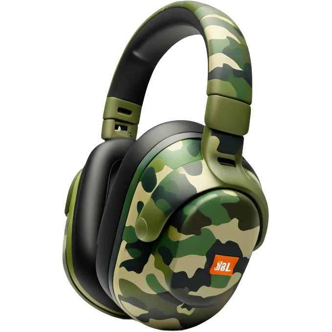 Ultra minimal JBL Clip 4, extremely simplified shape with just a hint of green camouflage, iOS emoji style emoji