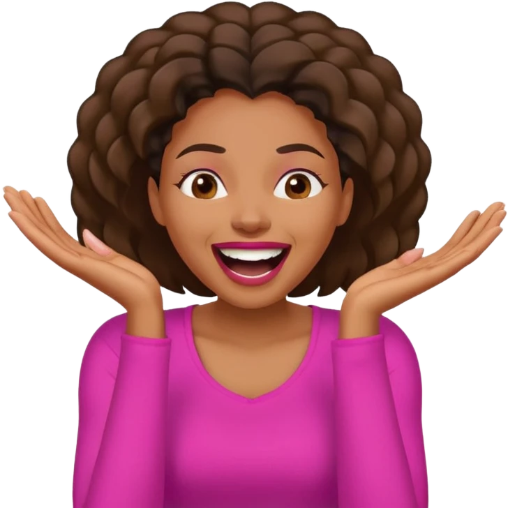 Black woman in hot pink top laughing hysterically with hands on face emoji