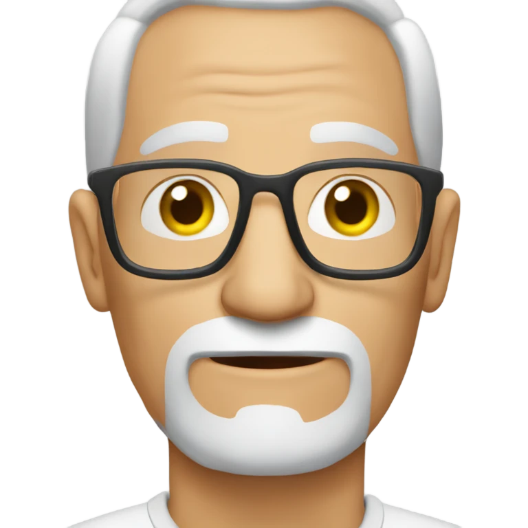 older man with no glasses playing comput emoji
