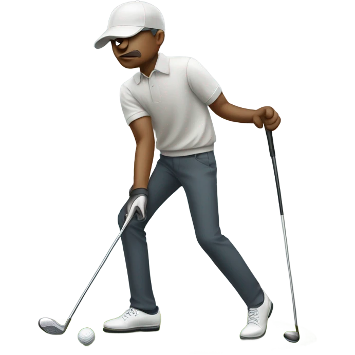 Blind golfer using walking stick emoji