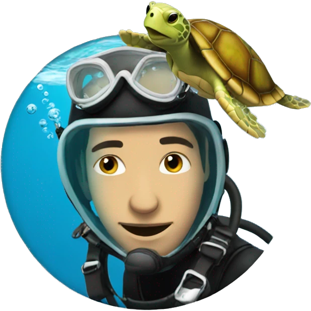 diver with turtle emoji