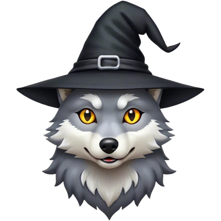 Wolf with black witch hat emoji