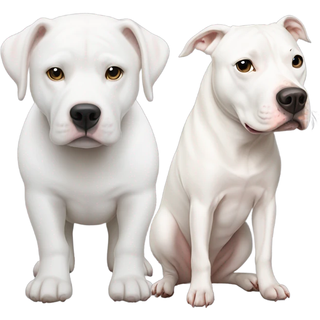 A Beluga whale next to a white pitbull emoji