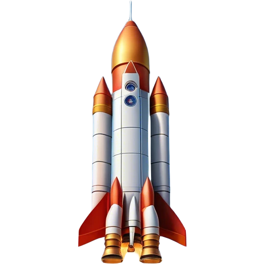  Cinematic Realistic Rocket Launch – A powerful, fiery scene of a massive rocket lifting off, its engines producing a bright, billowing inferno. The metallic body gleams in the sunlight, with intricate paneling and realistic textures bringing out its engineering marvel. Thick clouds of smoke and steam rise as it ascends into the sky. emoji
