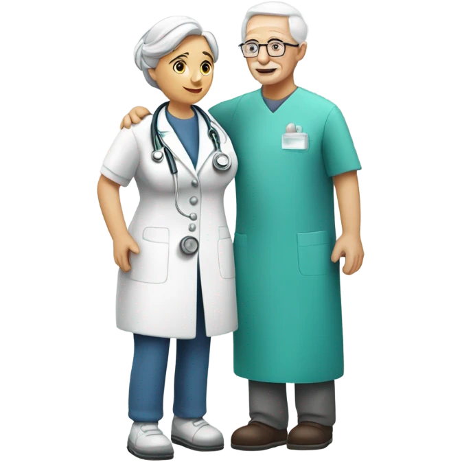 Beautiful nurse takin care of an old person emoji