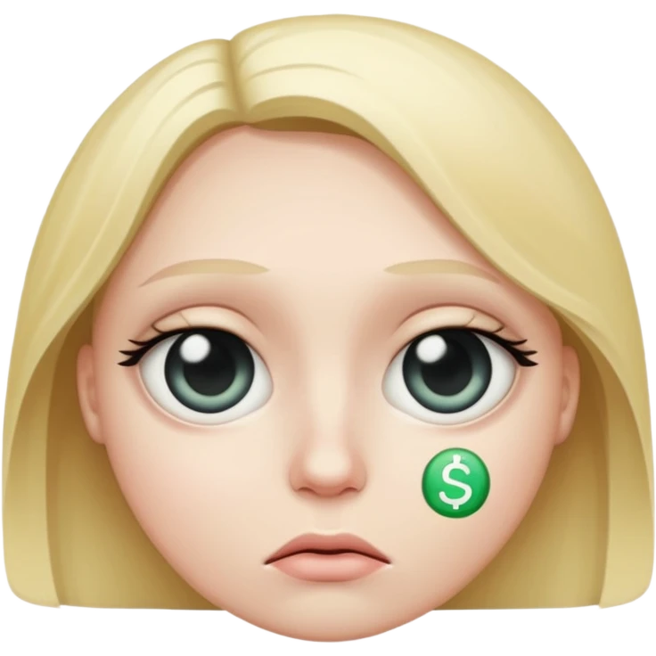 sad face with a dollar sign emoji