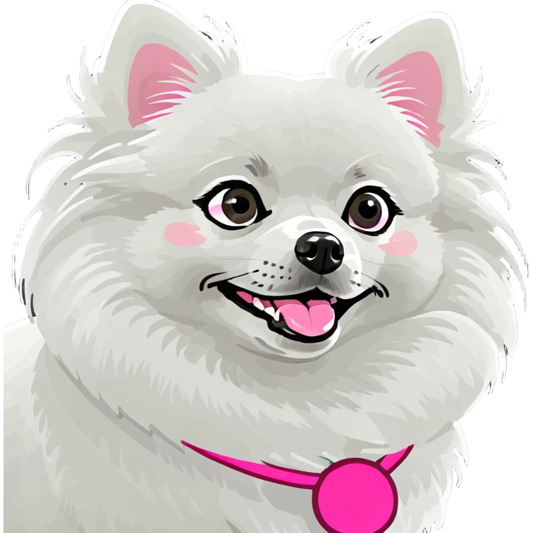 Cute White Pomeranian with pink tail emoji