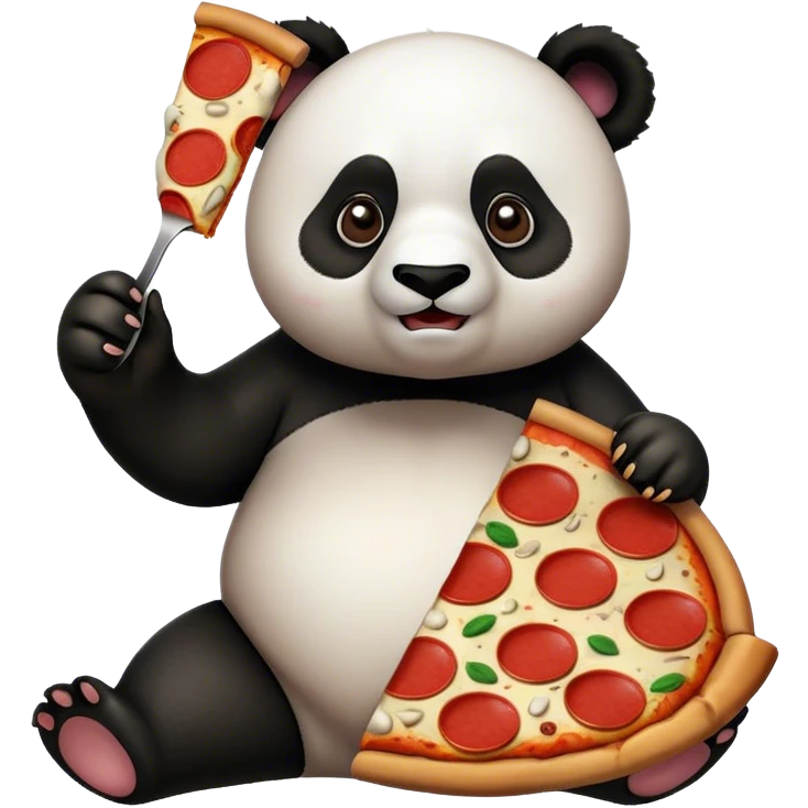 a pizza eating a panda emoji
