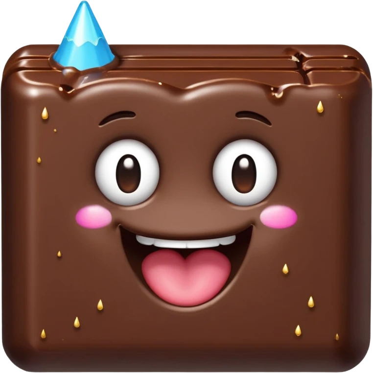 hyper realistic high-resolution chocolate bar emoji with a bite taken out, wearing a sweatband and surrounded by sparkles, expressive, modern minimal style emoji