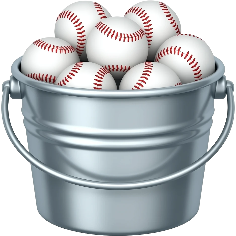 bucket with  balls of beisbol white emoji