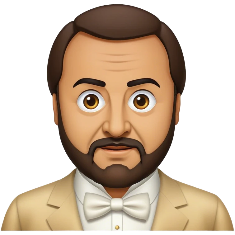 Cinematic Realistic Luciano Pavarotti Portrait Emoji, depicted as a charismatic operatic tenor with expressive eyes and commanding stage presence, rendered with rich elegant textures and warm theatrical lighting that captures his timeless vocal brilliance. emoji