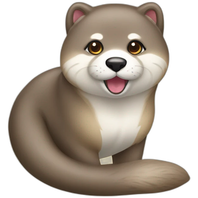 loutre sur le dos de akita emoji