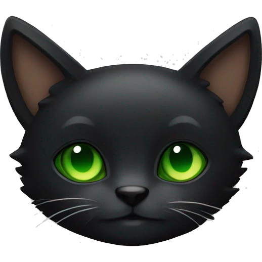 make a black cat but make part of the bear white and have green eyes emoji