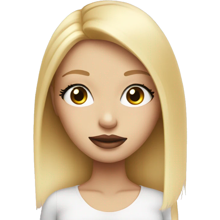 blonde girl, very long eye lashes, pink lips emoji