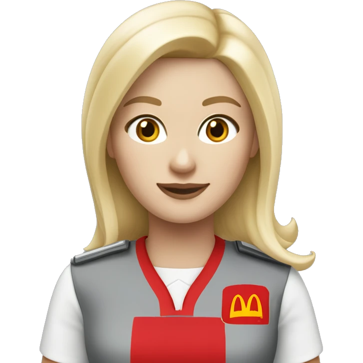 White girl blonde hair in McDonald’s UK uniform emoji