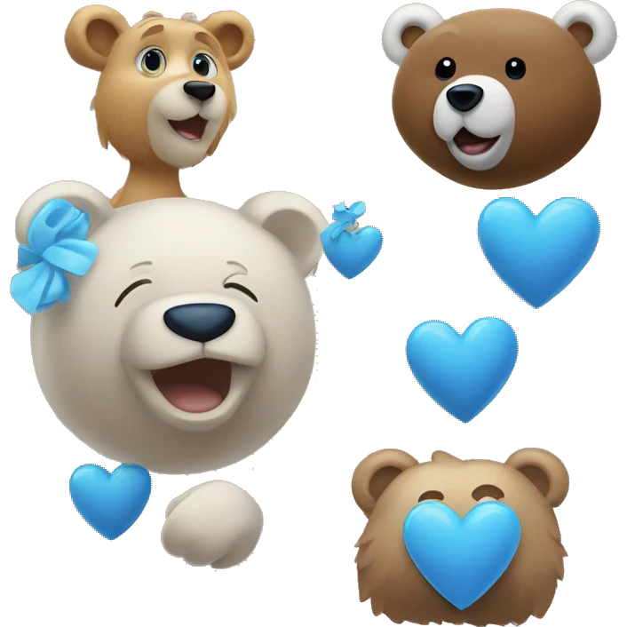 Blue heart and bear emoji