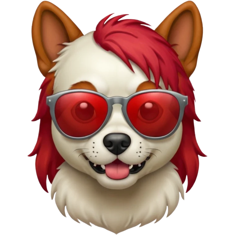 Zombie dog with red hair and sun glasses face emoji
