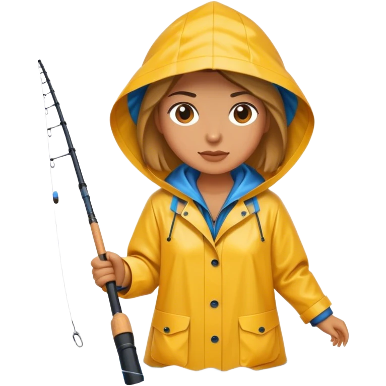 Woman fishing in the rain  emoji