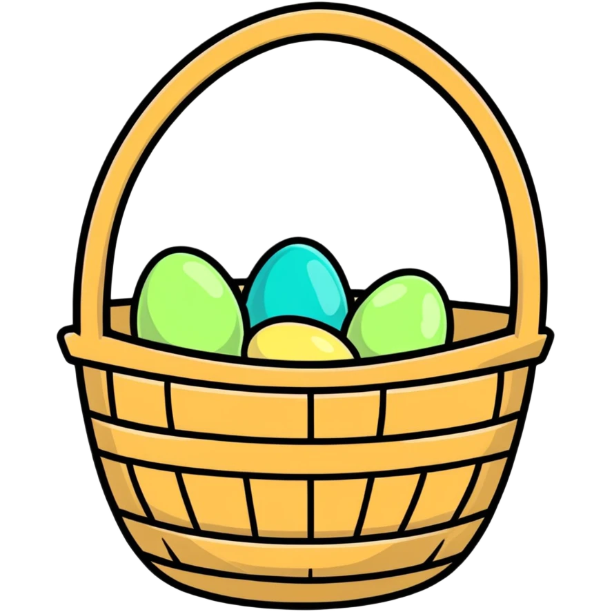 Easter basket with light green and turquoise eggs emoji