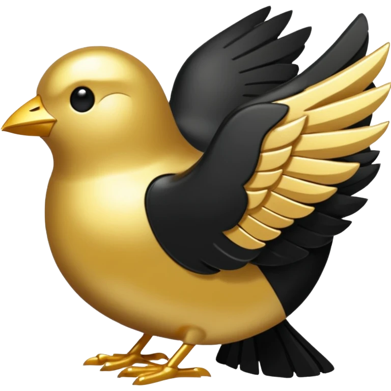 One single shiny Gold and black twitter icon, png, no background, no border emoji