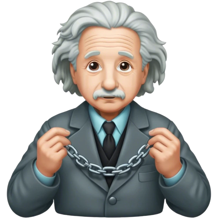 Albert einstein pulling on a chain emoji