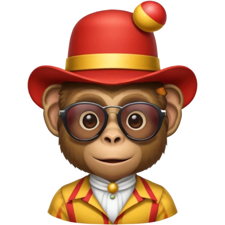 a sunglasses monkey with circus hat and shirt emoji