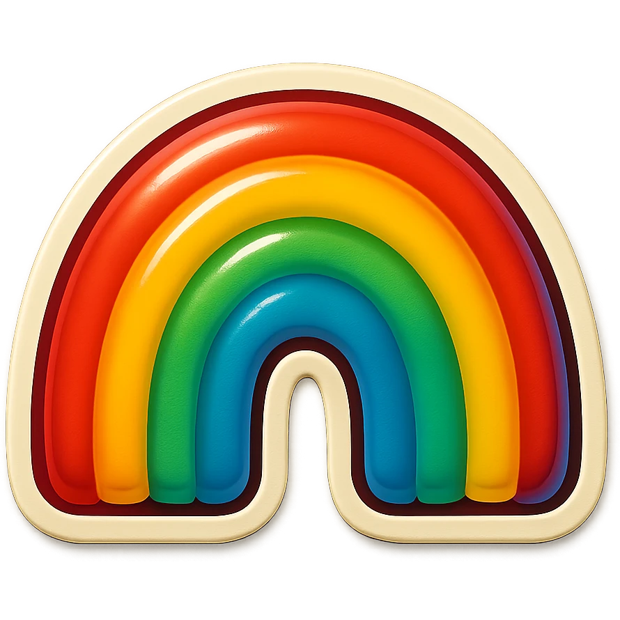 single rainbow symbol, cartoon style sticker, simple and clear, no text emoji