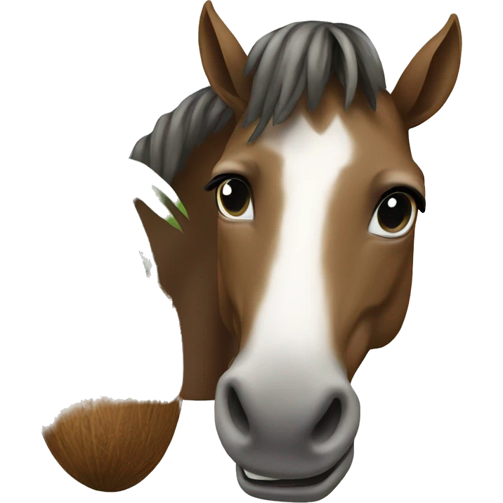 Horse with coconut emoji