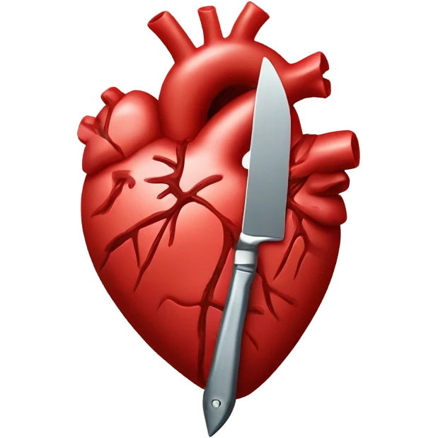 anatomical heart with a knife emoji