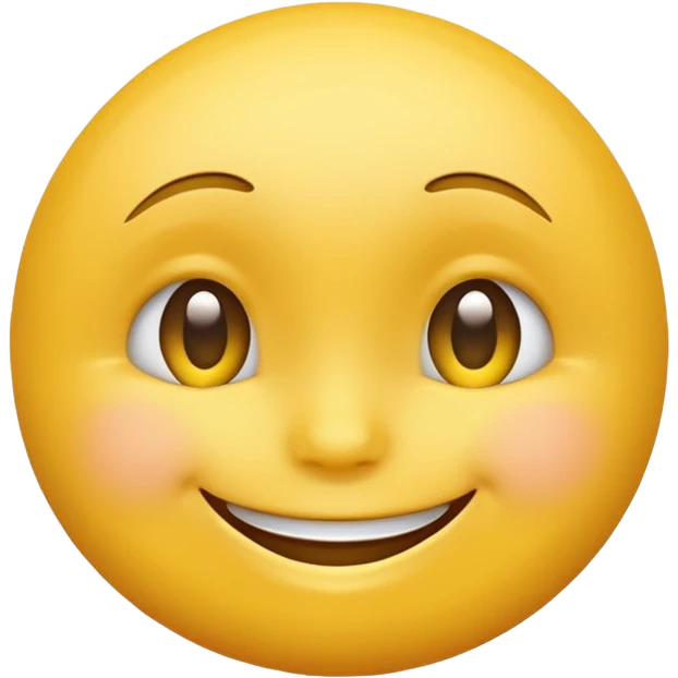 Emoji, yellow round smiling face, vibrant bright shy expression emoji