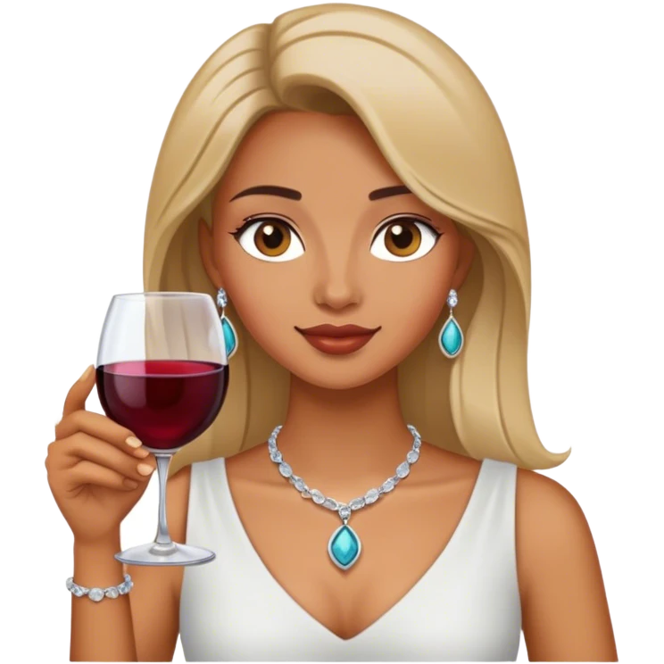girl with jewerly and a glass of wine emoji