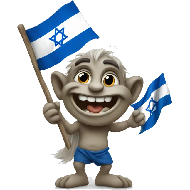 Happy Troll waving israeli flag emoji