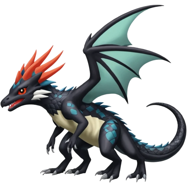 Nargacuga-Salandit-Noivern-Mightyena-Silvally-Fakémon-hybrid-creature (full body)  emoji