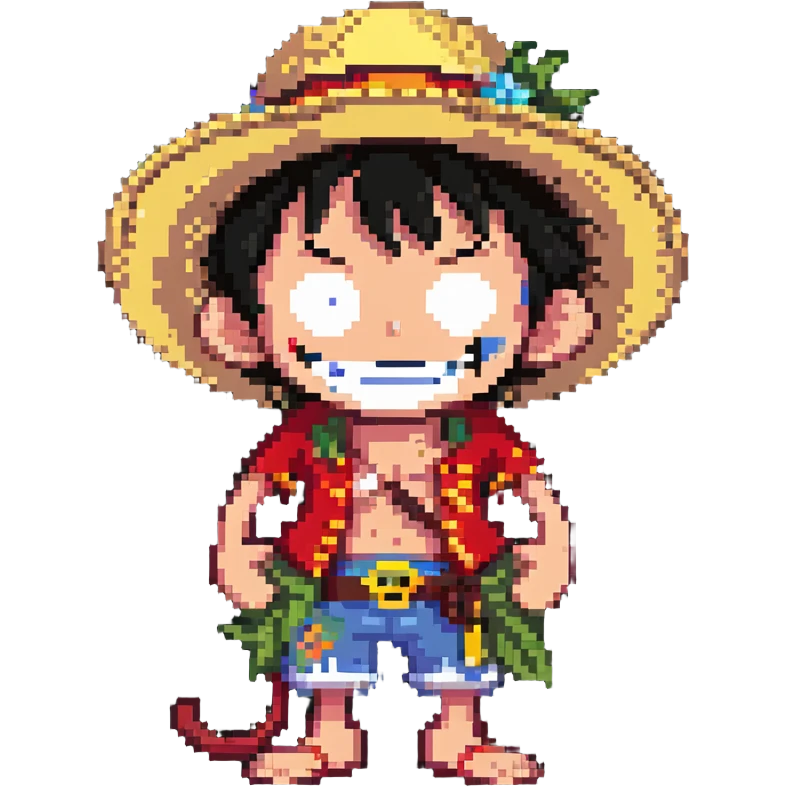 Monkey D. Luffy from One Piece with straw hat emoji