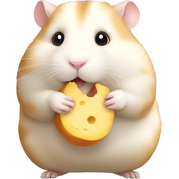 Hamster with chubby cheeks, eating emoji