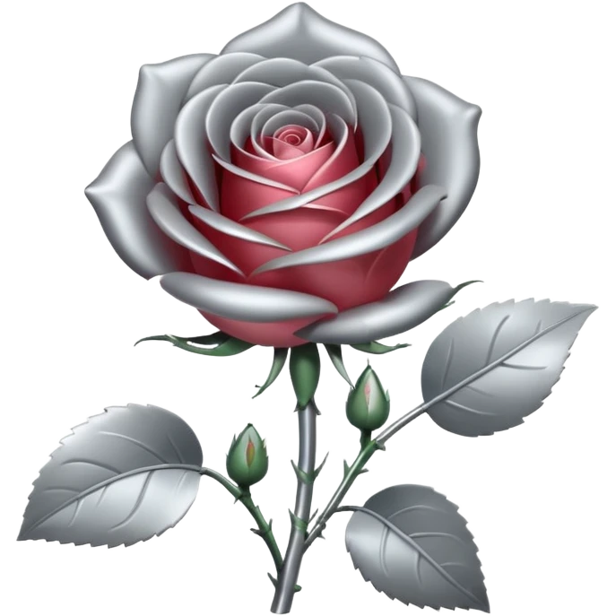 gray metal chrome rose, without green leaves, just flower emoji