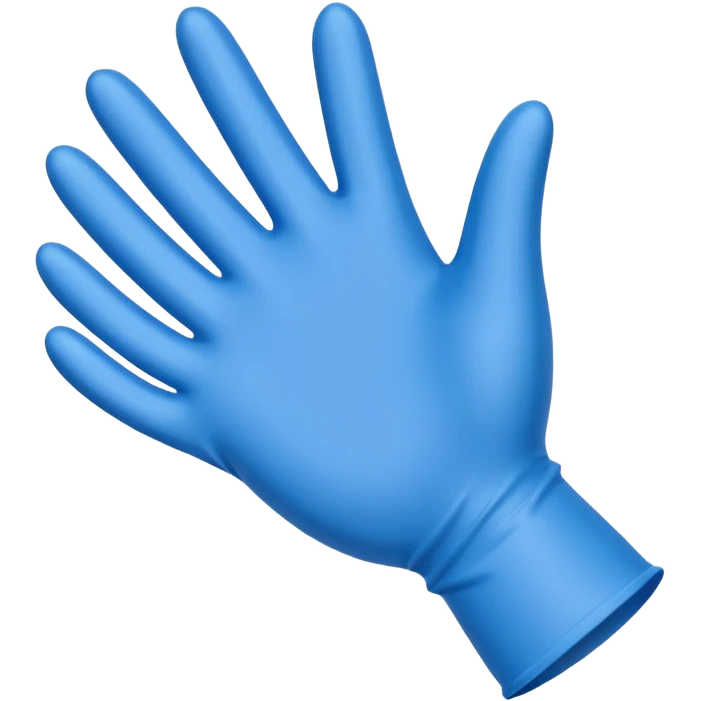 Single Blue latex glove being snapeed on emoji